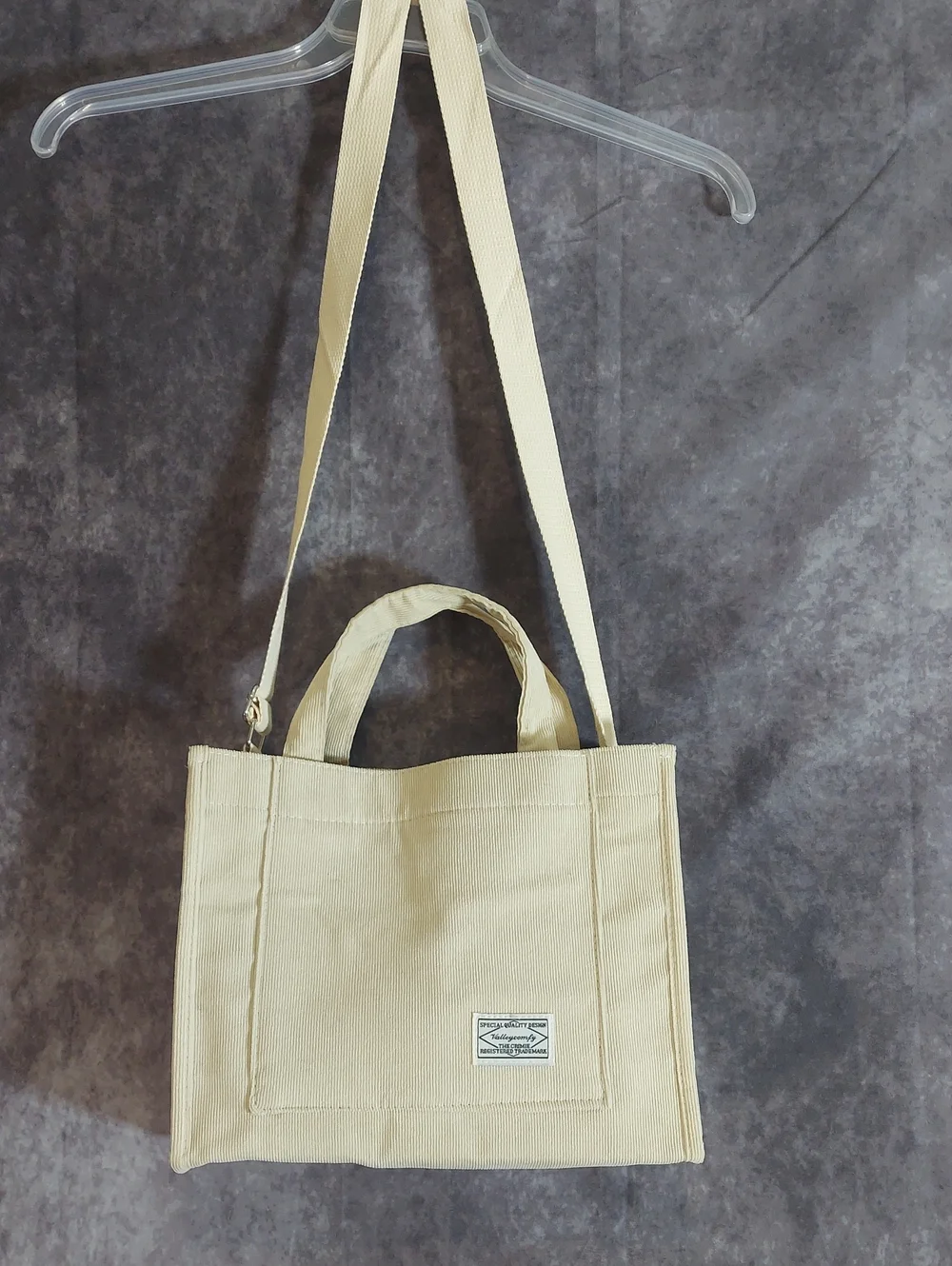 Valleycomfy Beige Canvas Mini Tote Bag - Crossbody, Snap Closure